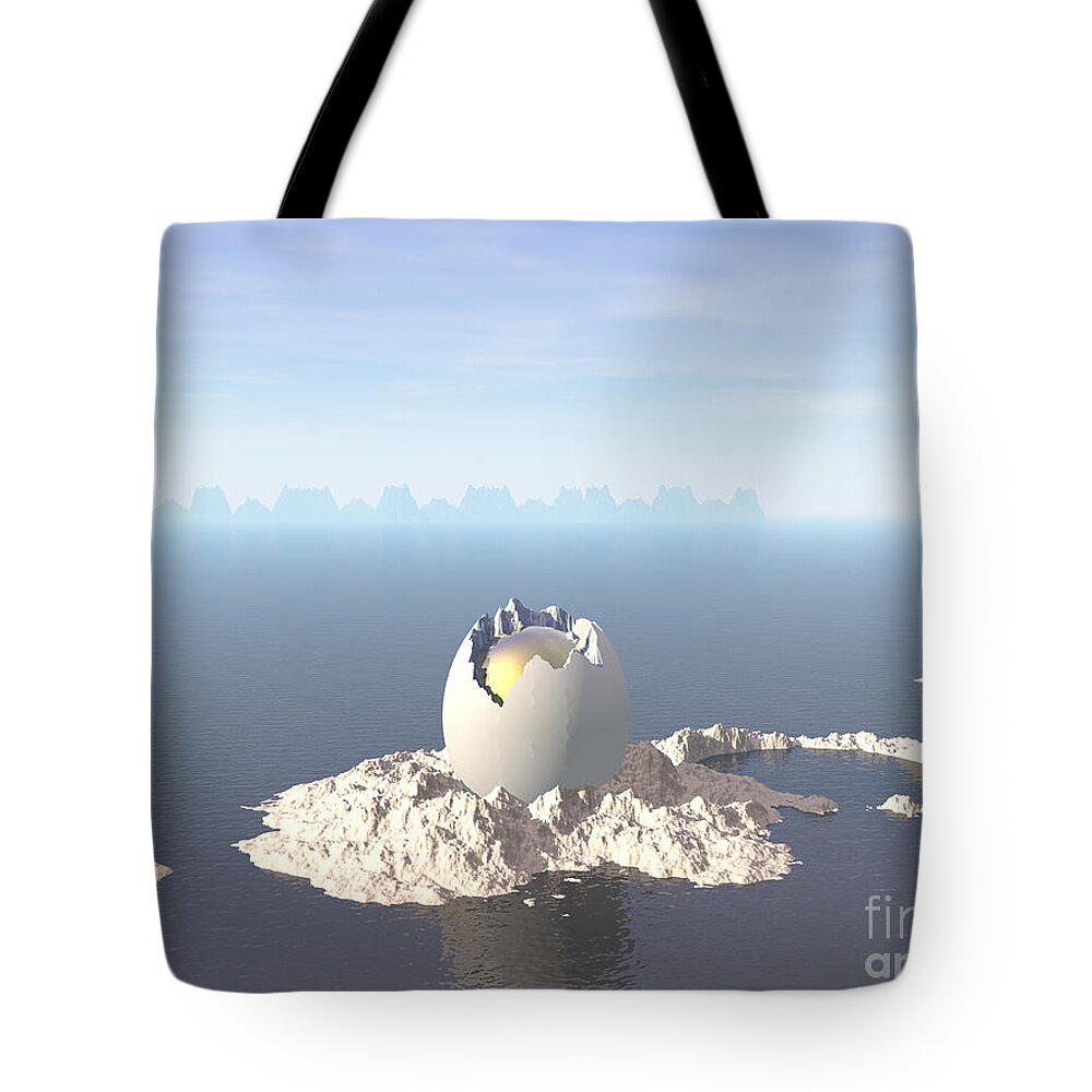 Digital Art Tote Bag featuring the digital art Egg Island by Phil Perkins