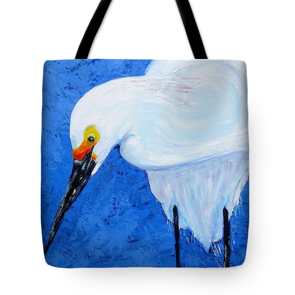 Egret Tote Bag featuring the painting Egret Hunting by Kathryn Barry