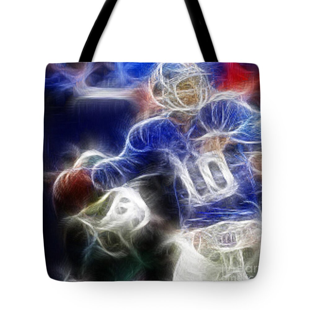 Eli Manning Tote Bag featuring the digital art Eli Manning NY Giants by Paul Ward