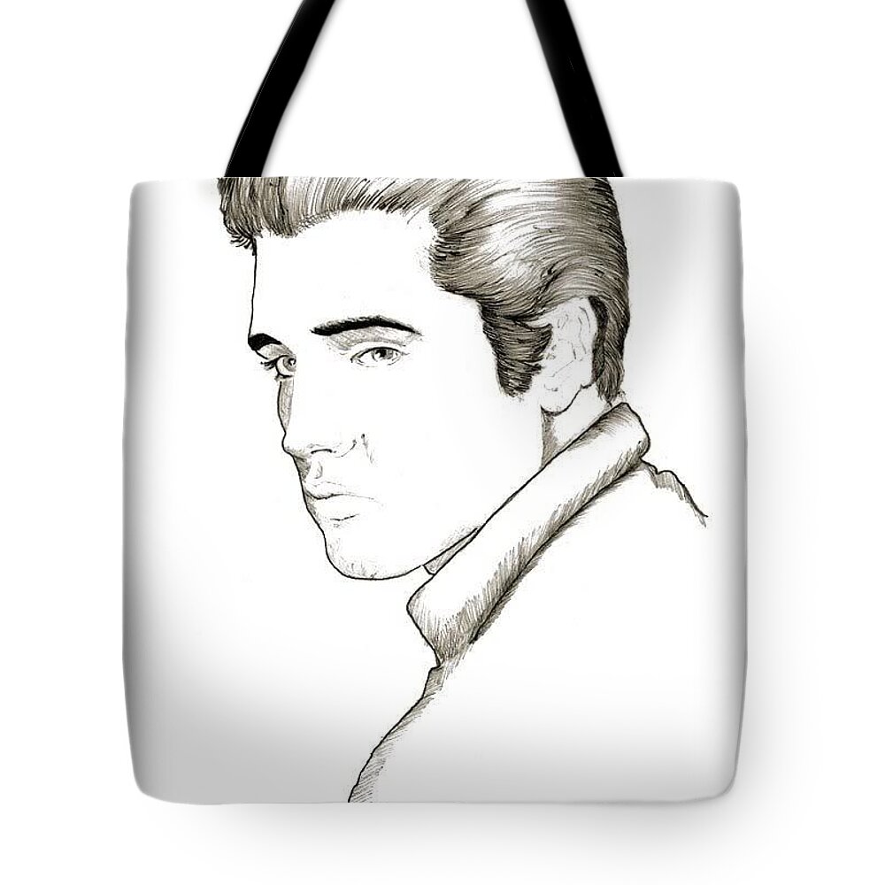 Pen Tote Bag featuring the drawing Elvis by Bill Richards