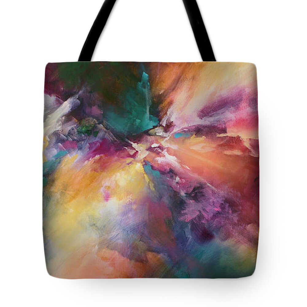 Abstract Painting Tote Bag featuring the painting 'End of the Rainbow' by Michael Lang