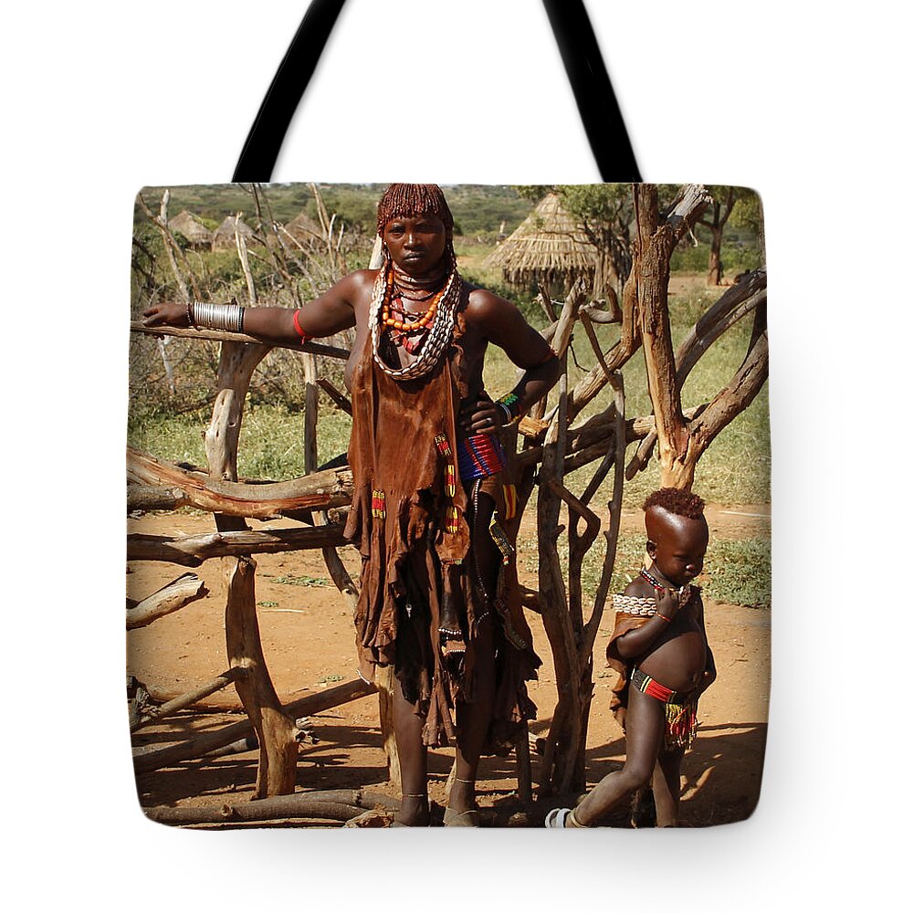 Ethiopia Tote Bag featuring the painting Ethiopia-South Mother and Baby No.2 detail B by Robert SORENSEN