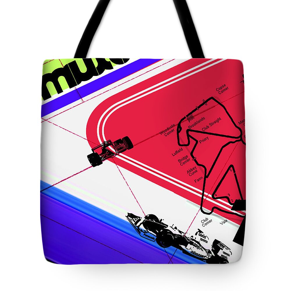 F1 Tote Bag featuring the digital art F1 by Naxart Studio