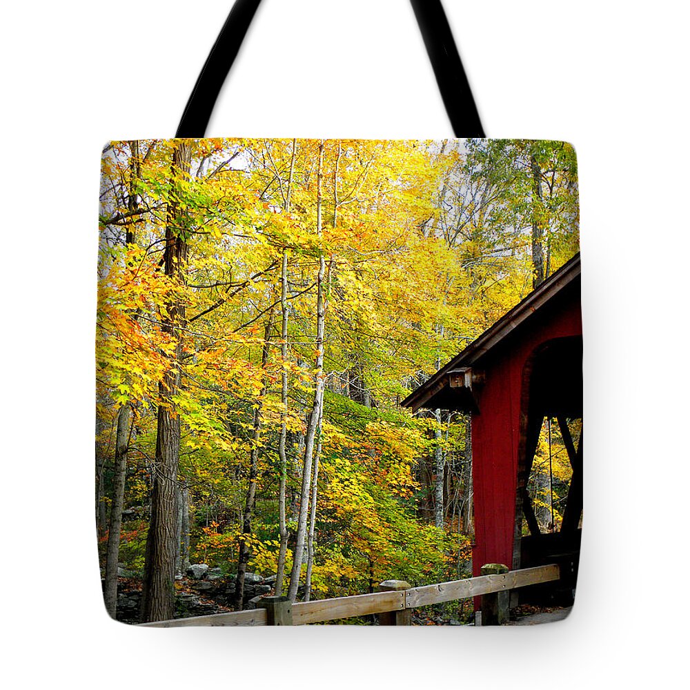 Fall Setting Tote Bag featuring the photograph Fall in New England by Kim Galluzzo Wozniak
