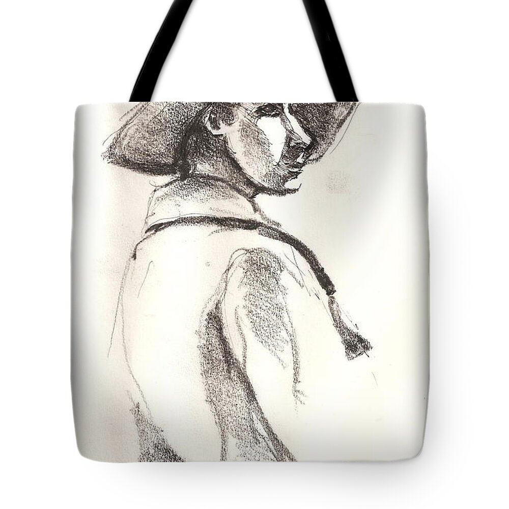 Fashion Tote Bag featuring the drawing Fashion 1965 two by R Allen Swezey