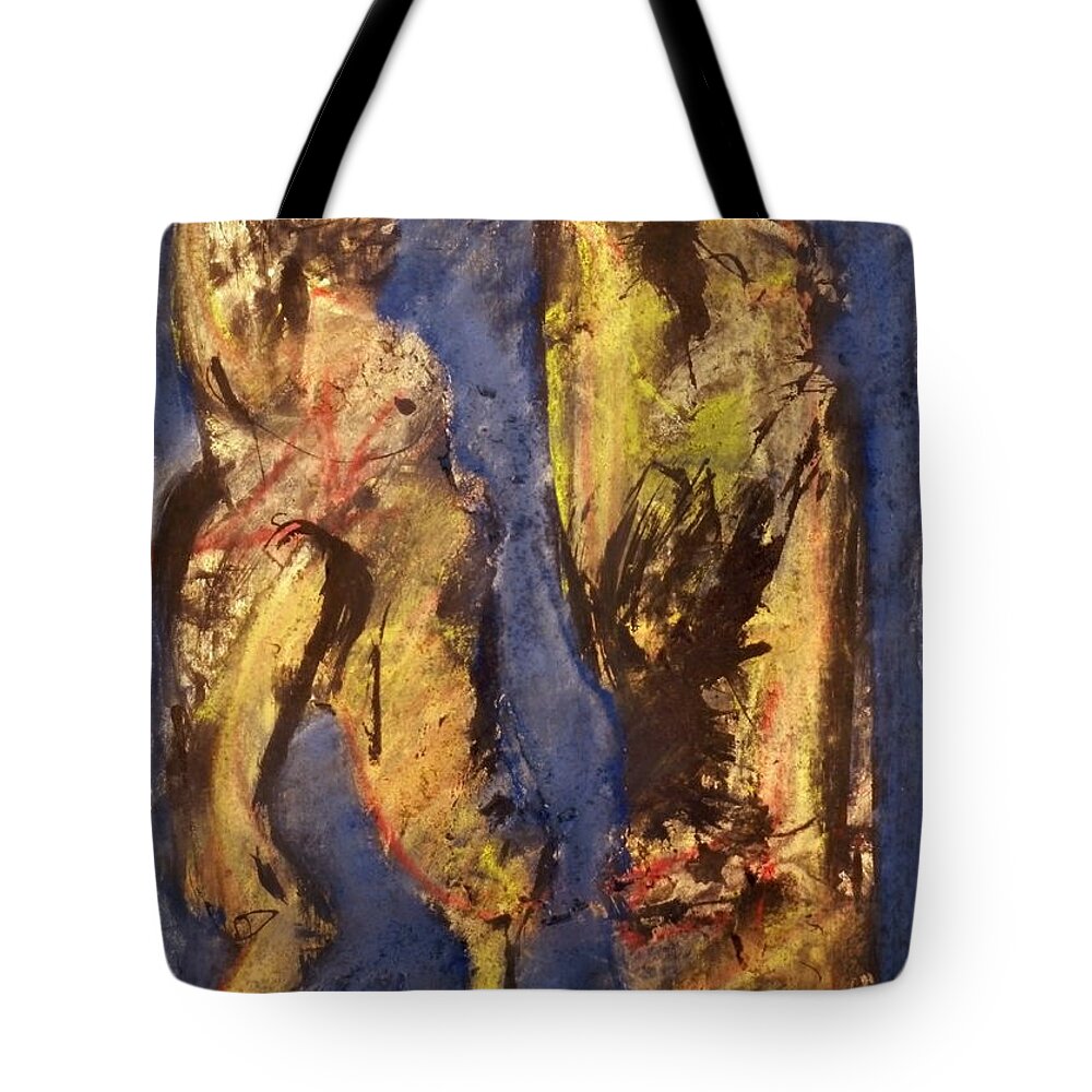 Landscape Tote Bag featuring the pastel Figures In Landscape by JC Armbruster