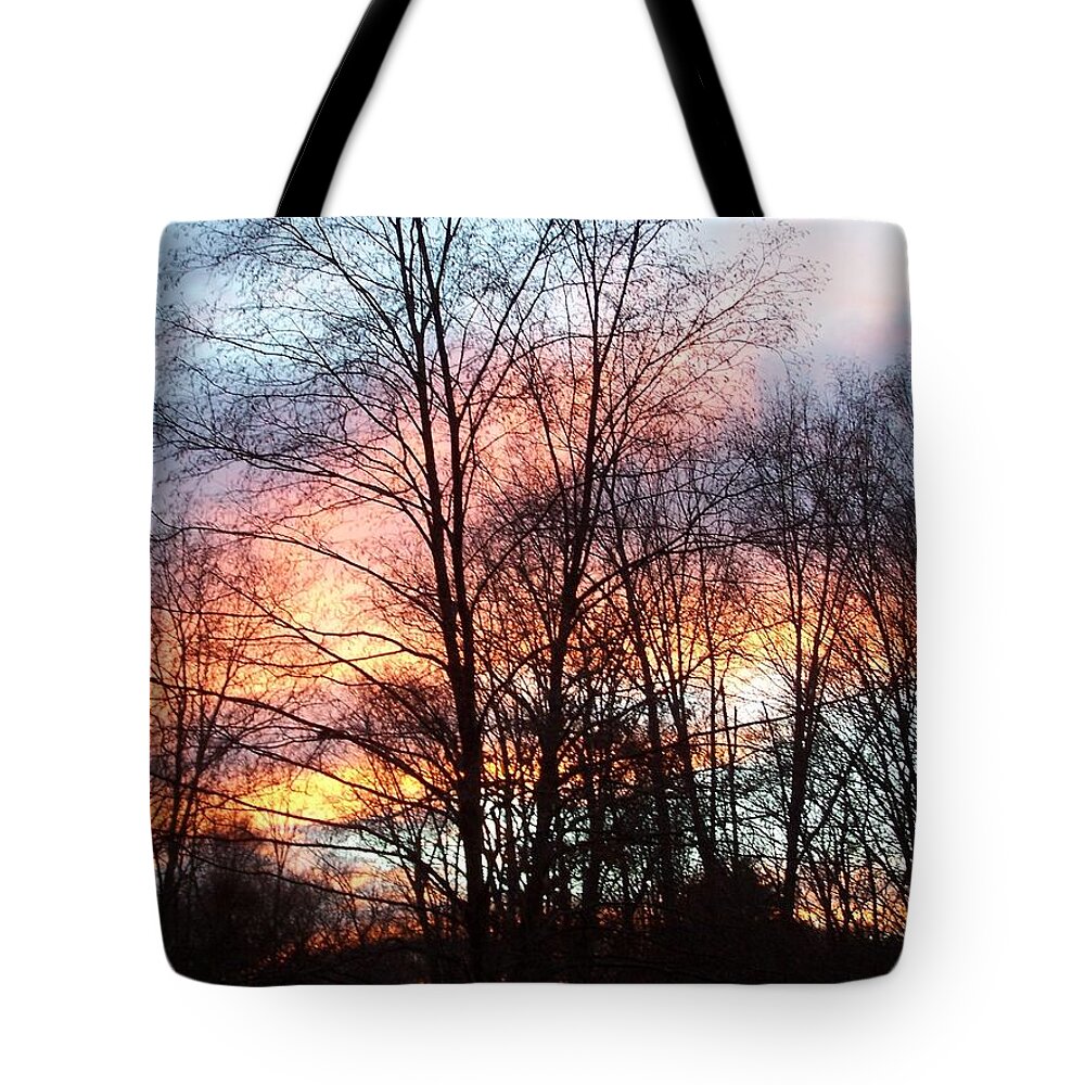Sunset Tote Bag featuring the photograph Fire In The Sky by Kim Galluzzo Wozniak