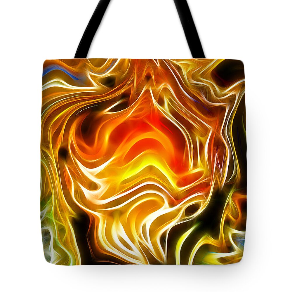 Fire Tote Bag featuring the mixed media Fire Within by Stephen Younts