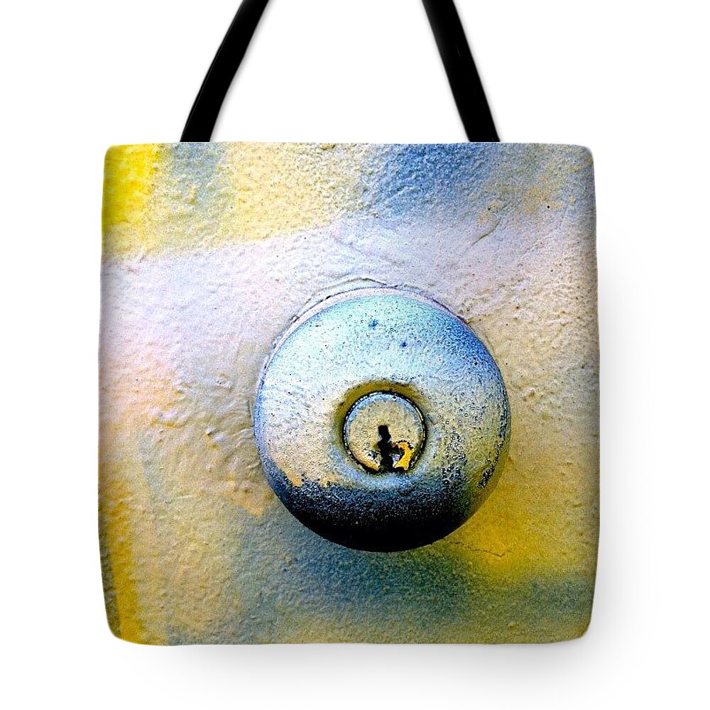 Juliegeb Tote Bag featuring the photograph Floating Doorknob by Julie Gebhardt