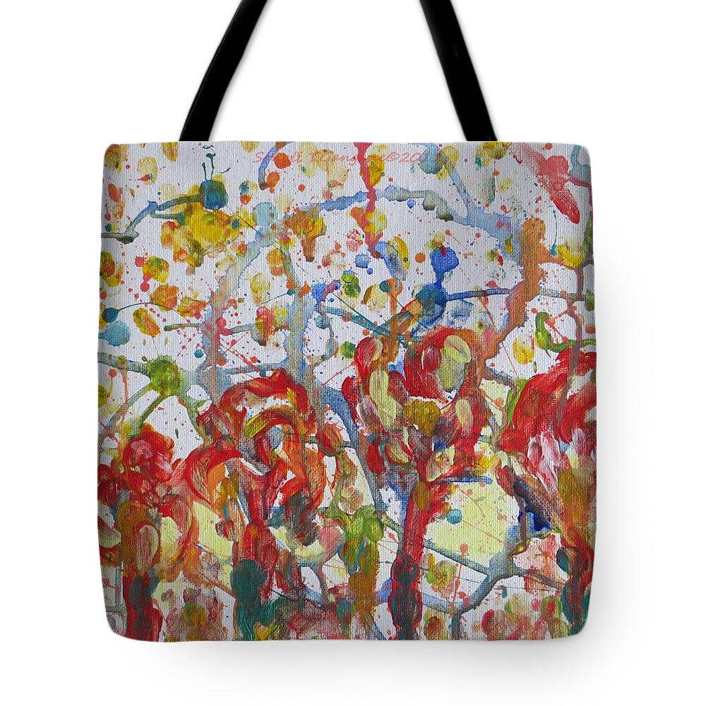 Flowers In A Line Tote Bag featuring the painting Floral feel by Sonali Gangane