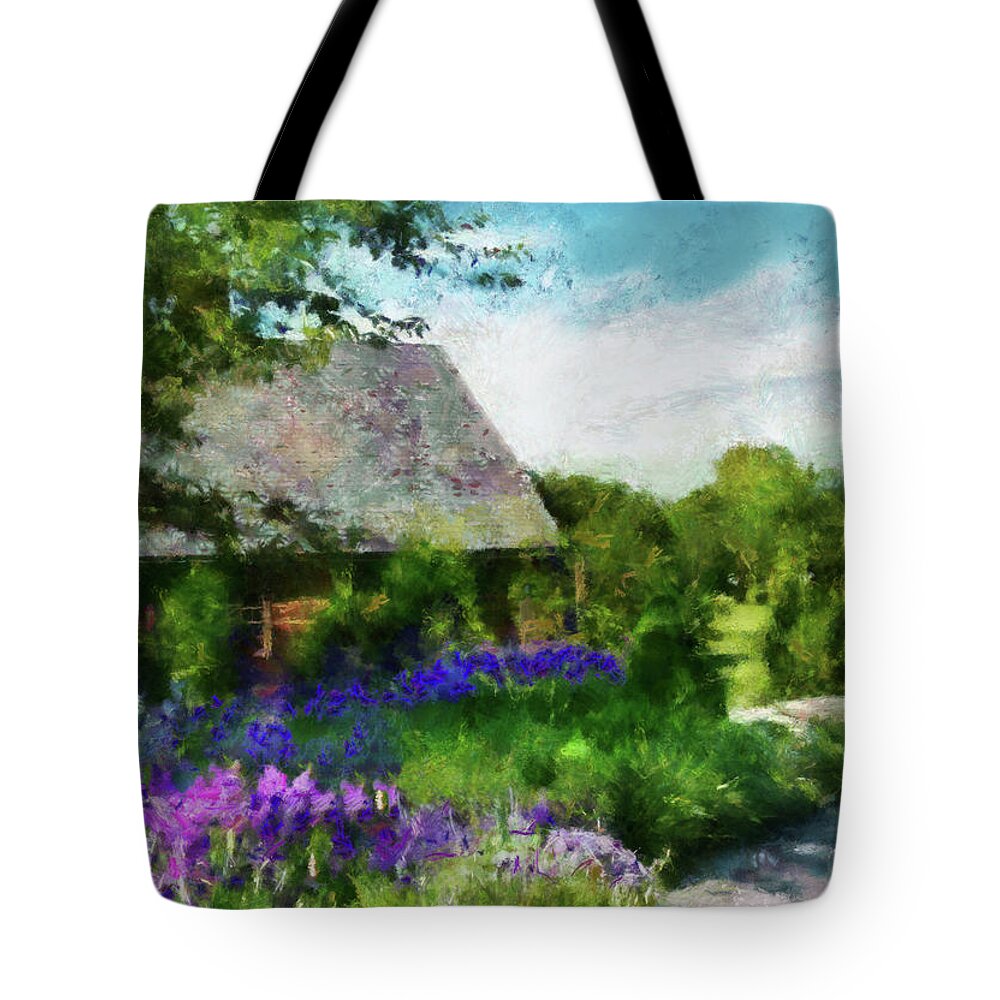 Hdr Tote Bag featuring the photograph Flower - Town Square by Mike Savad