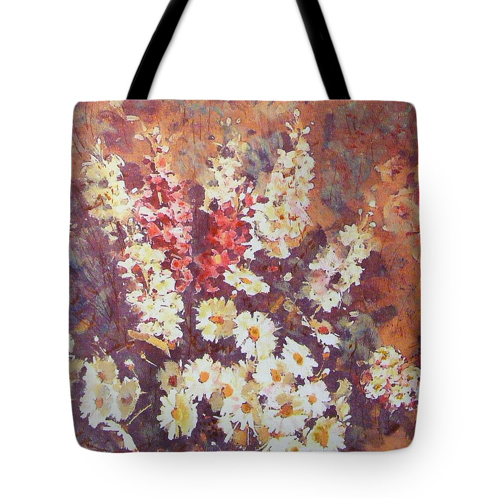 Flower Tote Bag featuring the painting Flower Profusion by Richard James Digance