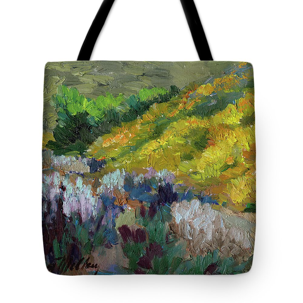 Flkowering Meadow Tote Bag featuring the painting Flowering Meadow by Diane McClary