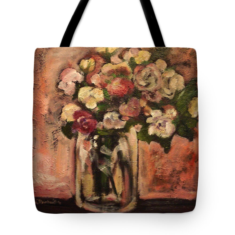 Flowers Tote Bag featuring the painting Flowers for Mom by Jason Reinhardt