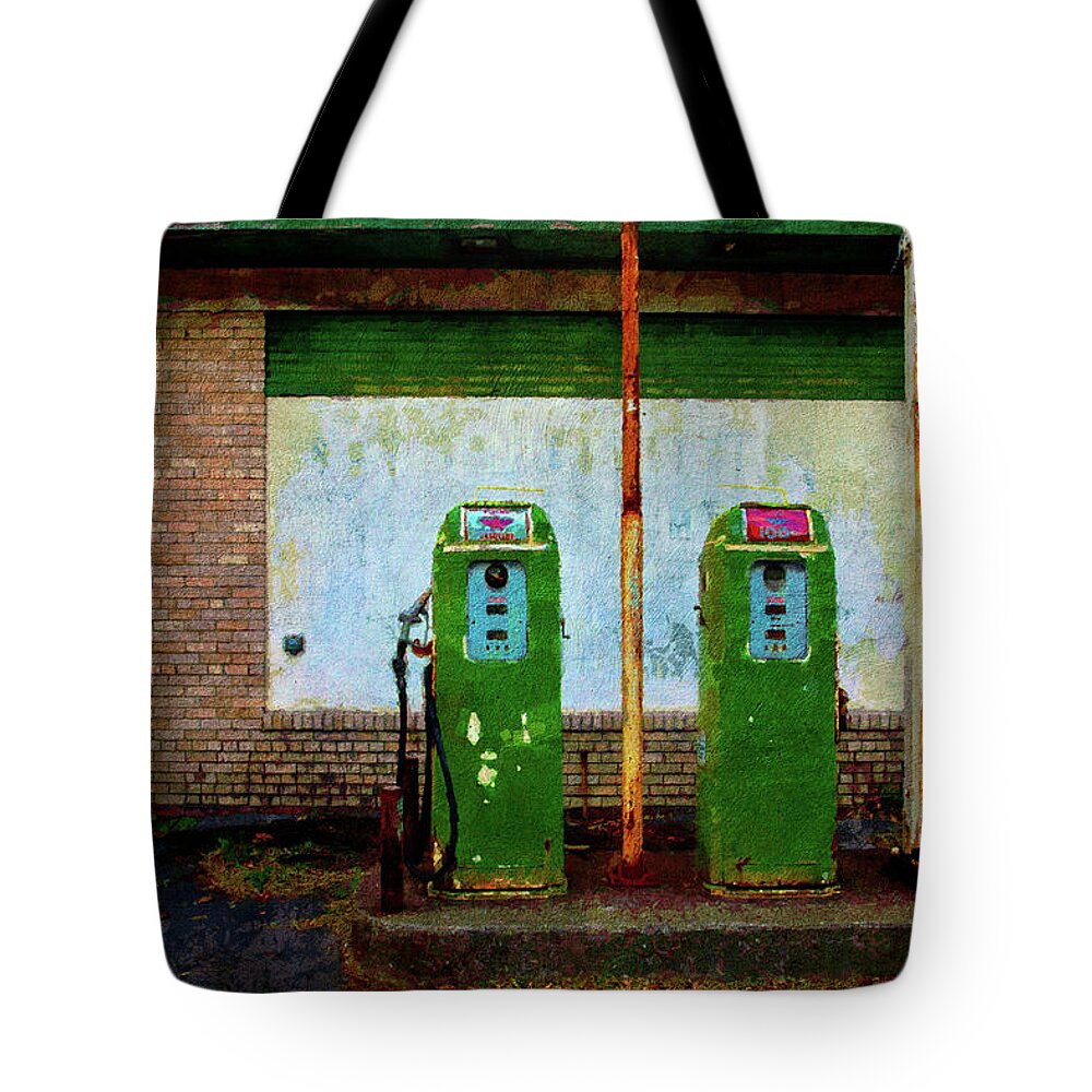 Flying A Gasoline Tote Bag featuring the photograph Flying A Gas Station by Chris Lord