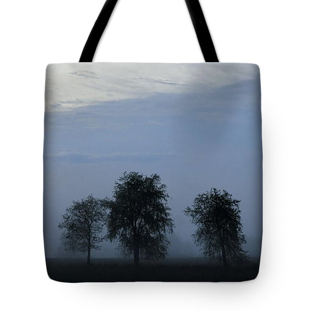 Trees Tote Bag featuring the photograph Foggy Pennsylvania Treeline by Angela Rath