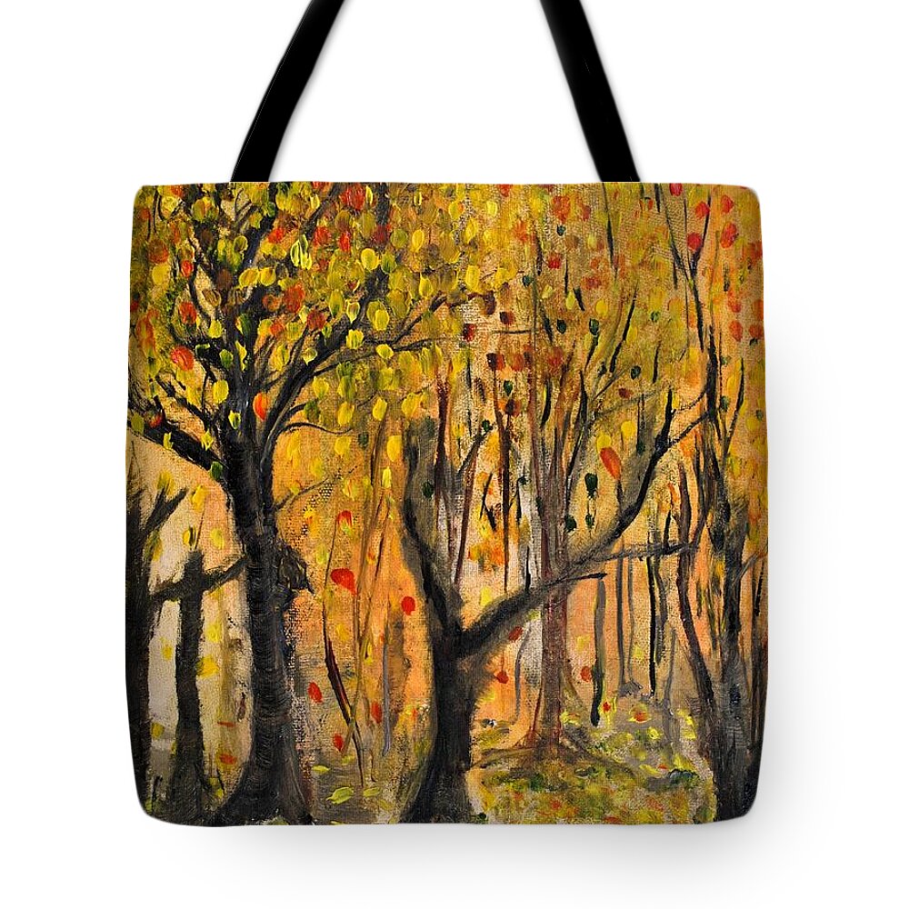 Foliage Tote Bag featuring the painting Foliage by Evelina Popilian