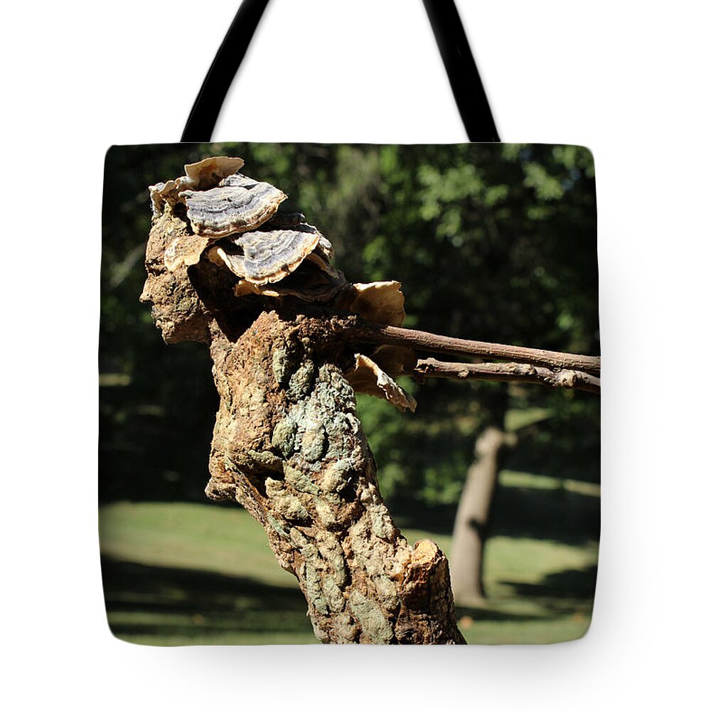 Art Tote Bag featuring the mixed media Foliated Victory among the trees by Adam Long