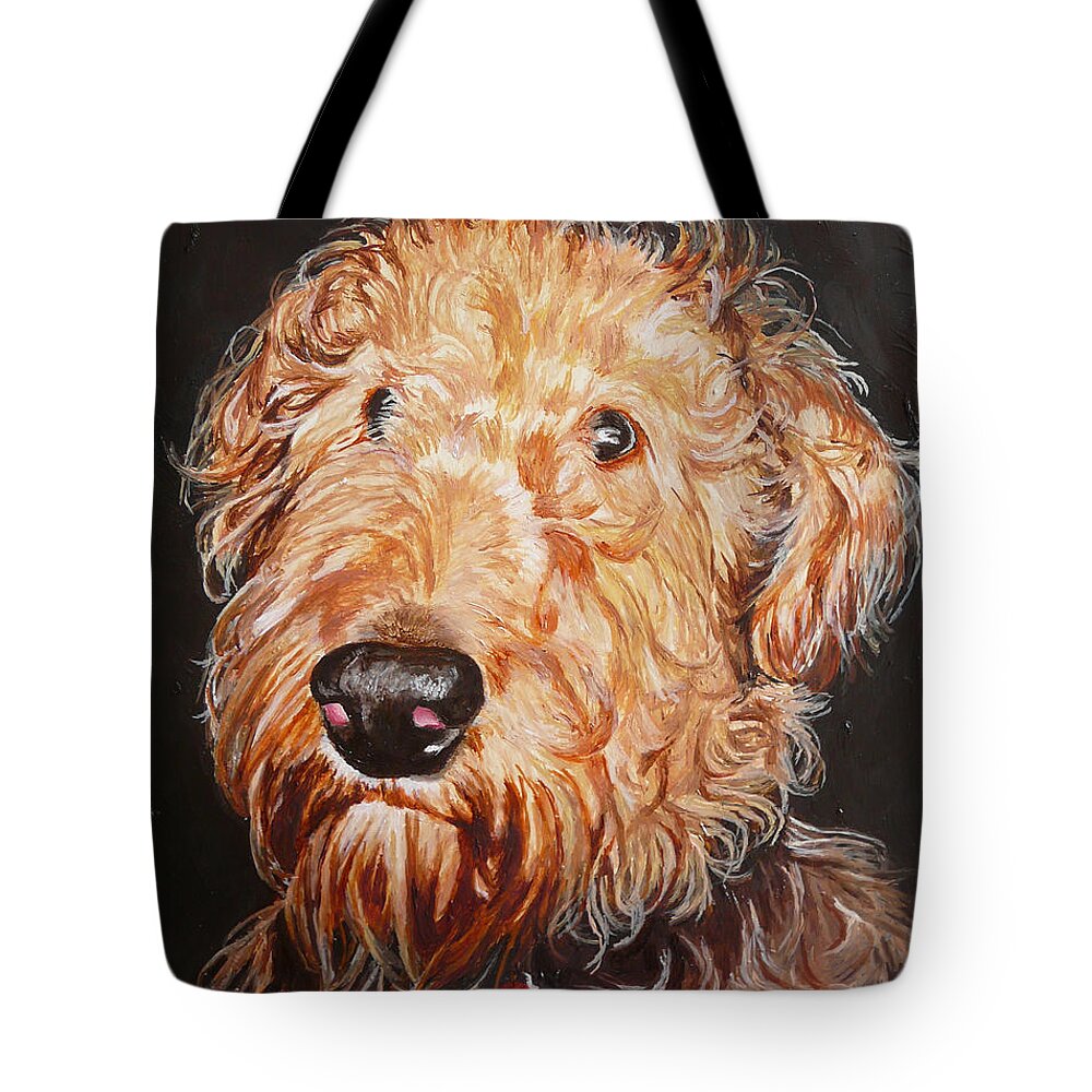 Puppy Tote Bag featuring the painting Fonzie by Vic Ritchey