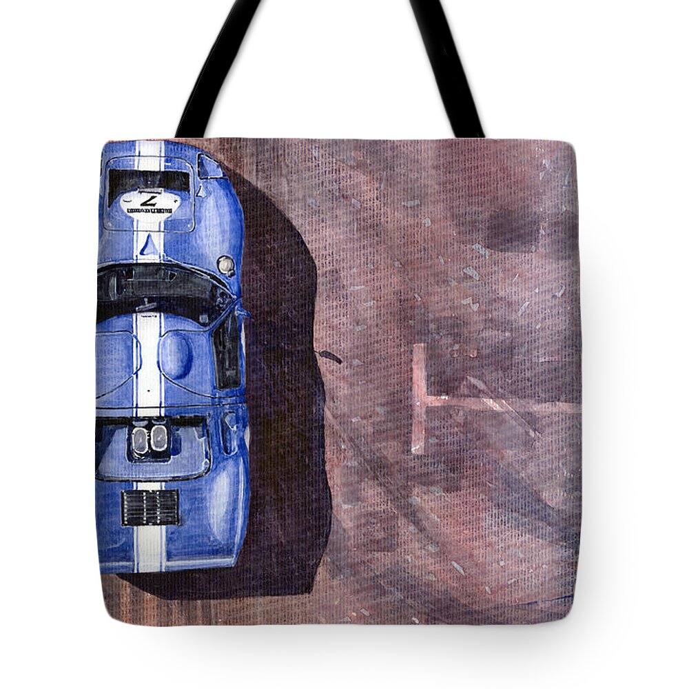Watercolor Tote Bag featuring the painting Ford GT40 Leman Classic by Yuriy Shevchuk