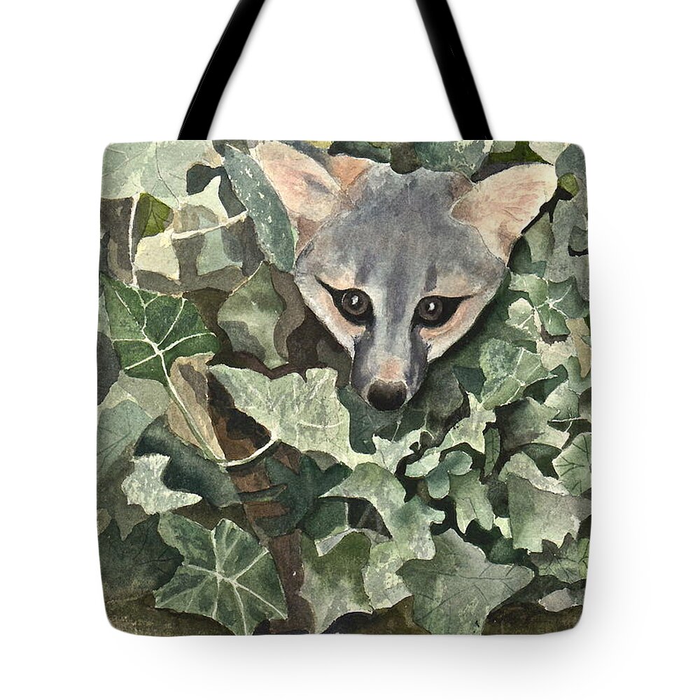 Ivy Tote Bag featuring the painting Fox 'n Ivy by Frank SantAgata