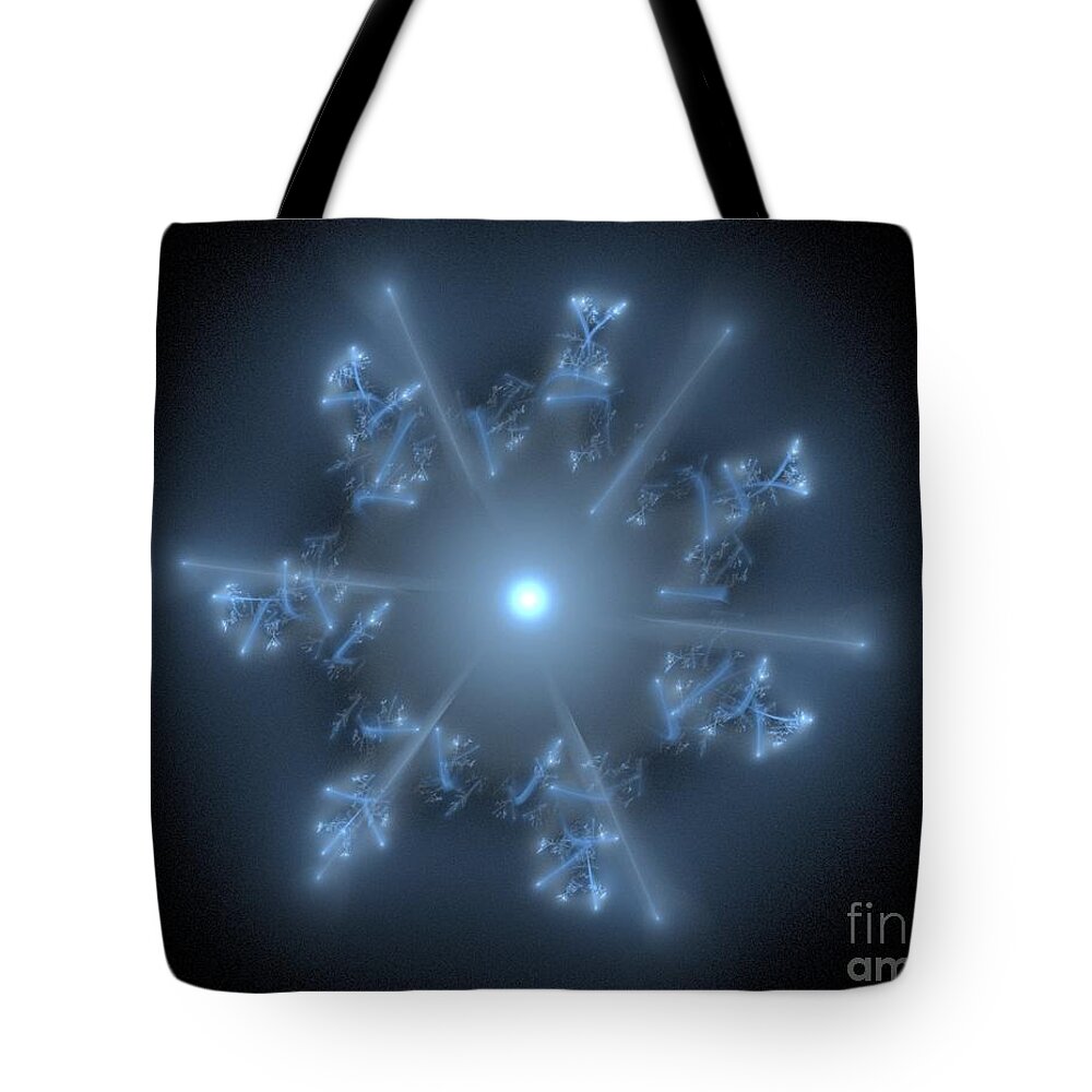 Artwork Tote Bag featuring the digital art Fractal blue star by Henrik Lehnerer