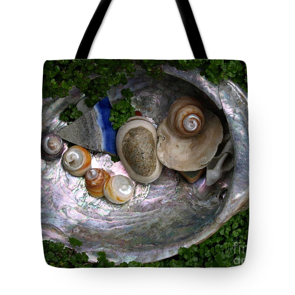 Green Tote Bag featuring the digital art From the Beach by Jacklyn Duryea Fraizer