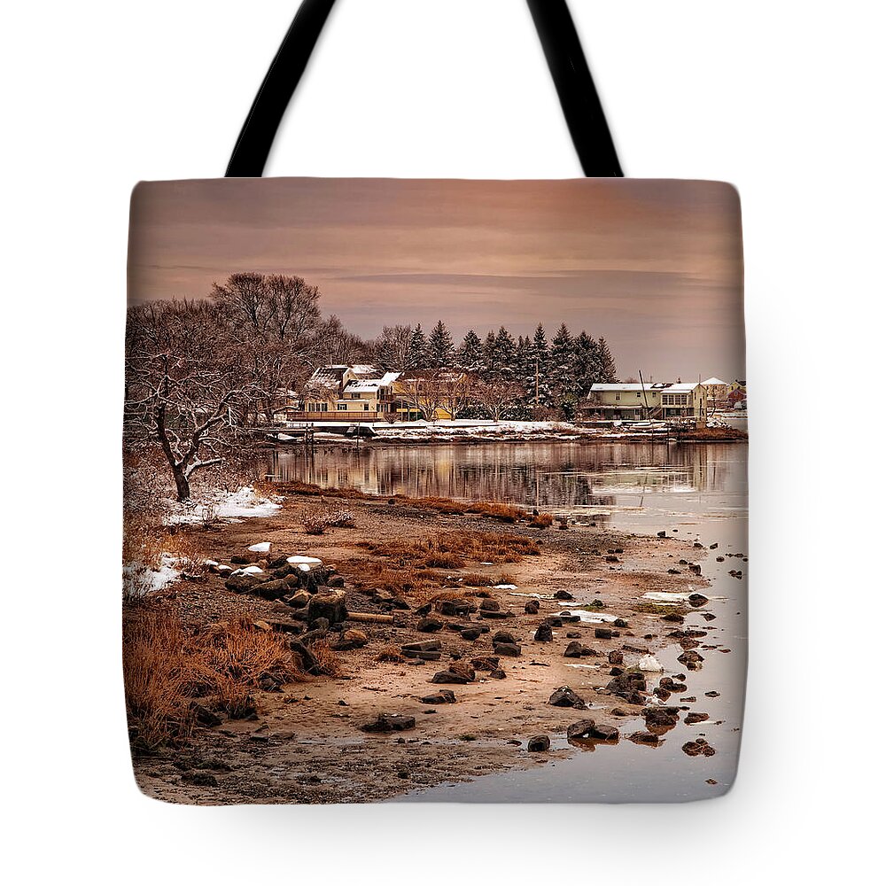 Seaside Tote Bag featuring the photograph Frosty Sunset by Robin-Lee Vieira