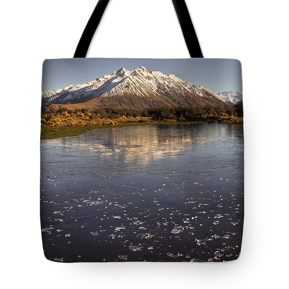 Hhh Tote Bag featuring the photograph Frozen Tarn Seen From Mt Sunday by Colin Monteath