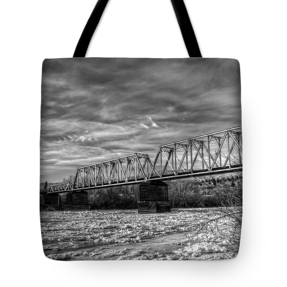 Hdr Tote Bag featuring the photograph Frozen Tracks by Brad Granger