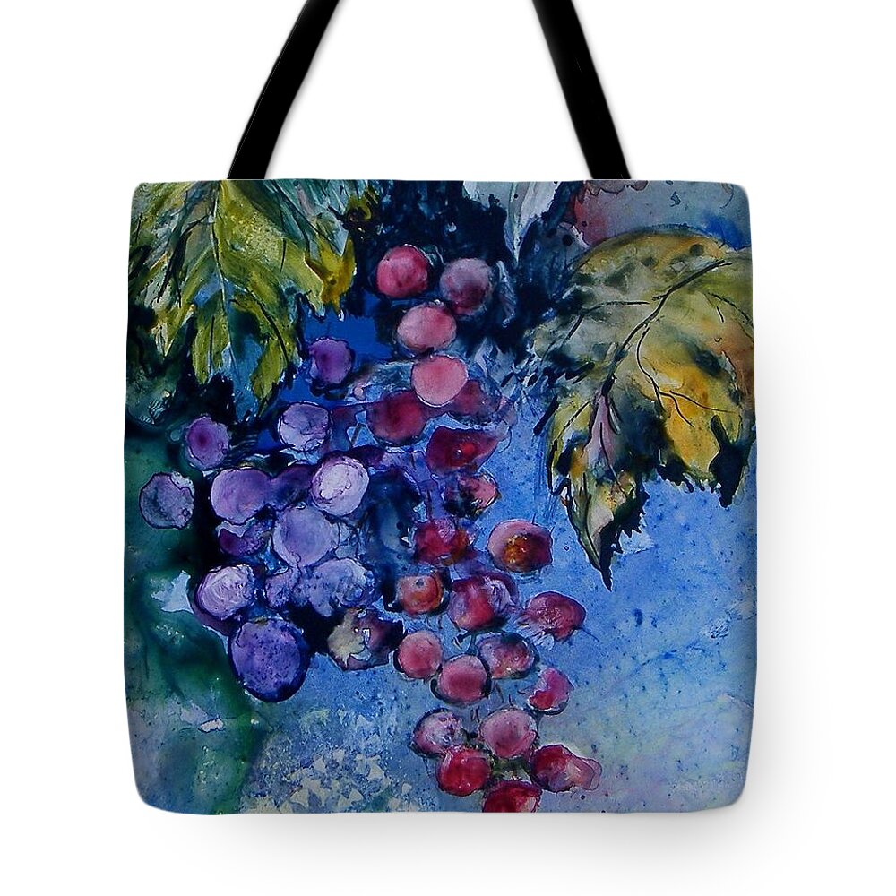 Grapes Tote Bag featuring the painting Fruit of the Vine by Virginia Potter