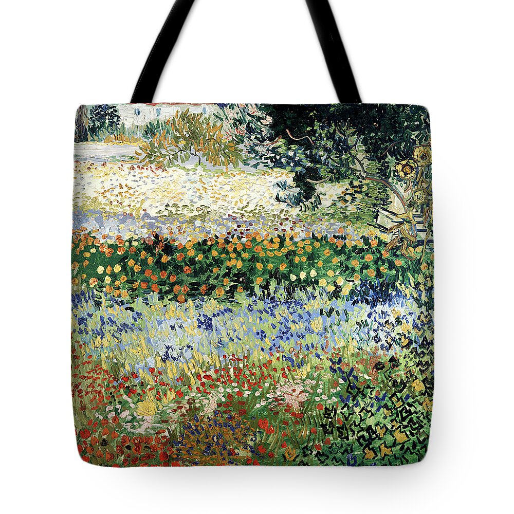 Garden In Bloom Tote Bag featuring the painting Garden in Bloom by Vincent Van Gogh