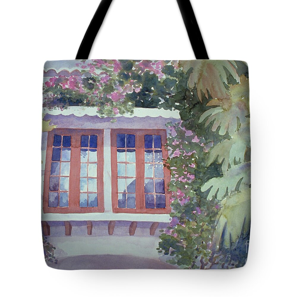 Garden Tote Bag featuring the painting Garden Windows by Audrey Peaty
