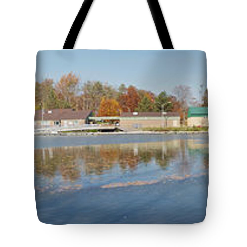 Genesee River Tote Bag featuring the photograph Genesee River Panorama by William Norton