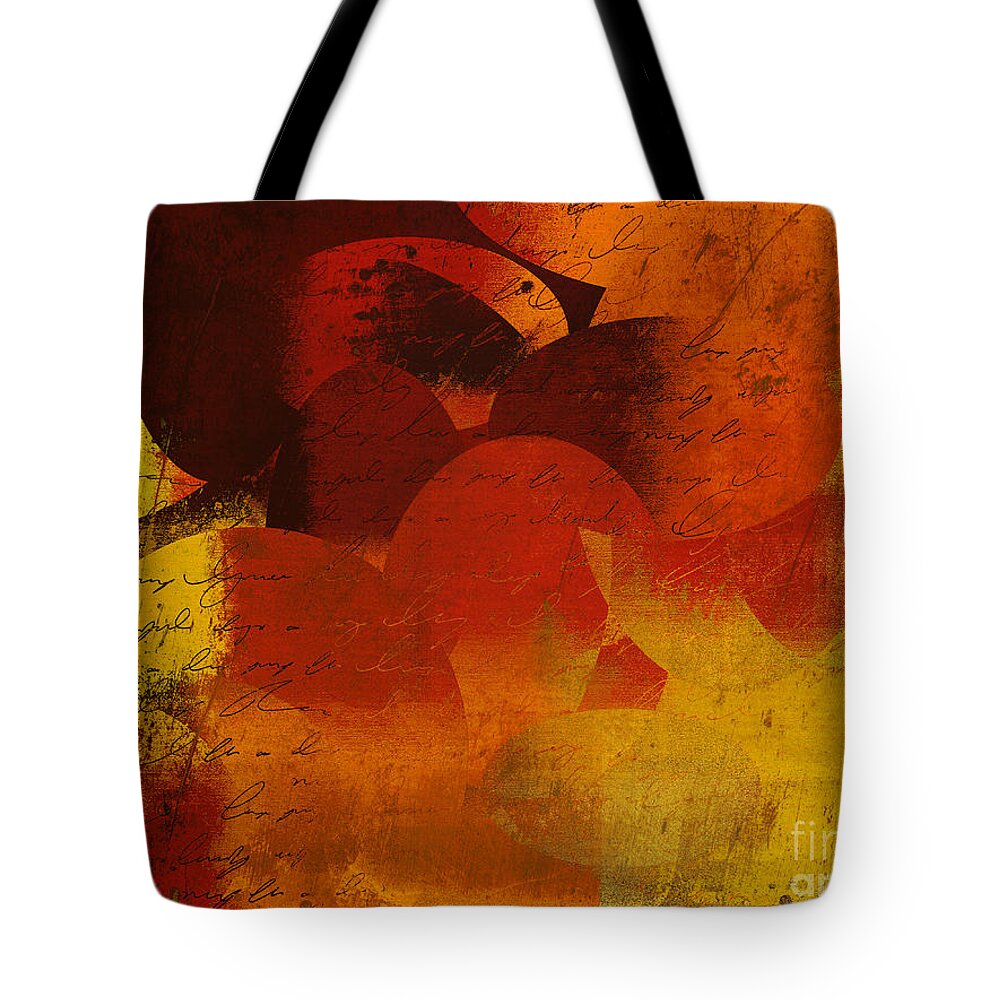 Orange Tote Bag featuring the digital art Geomix 05 - 02at02b by Variance Collections