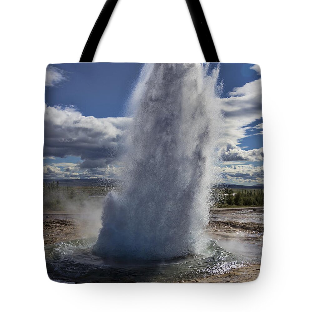 Geysir Tote Bag featuring the photograph Geysir 3 by David Gleeson