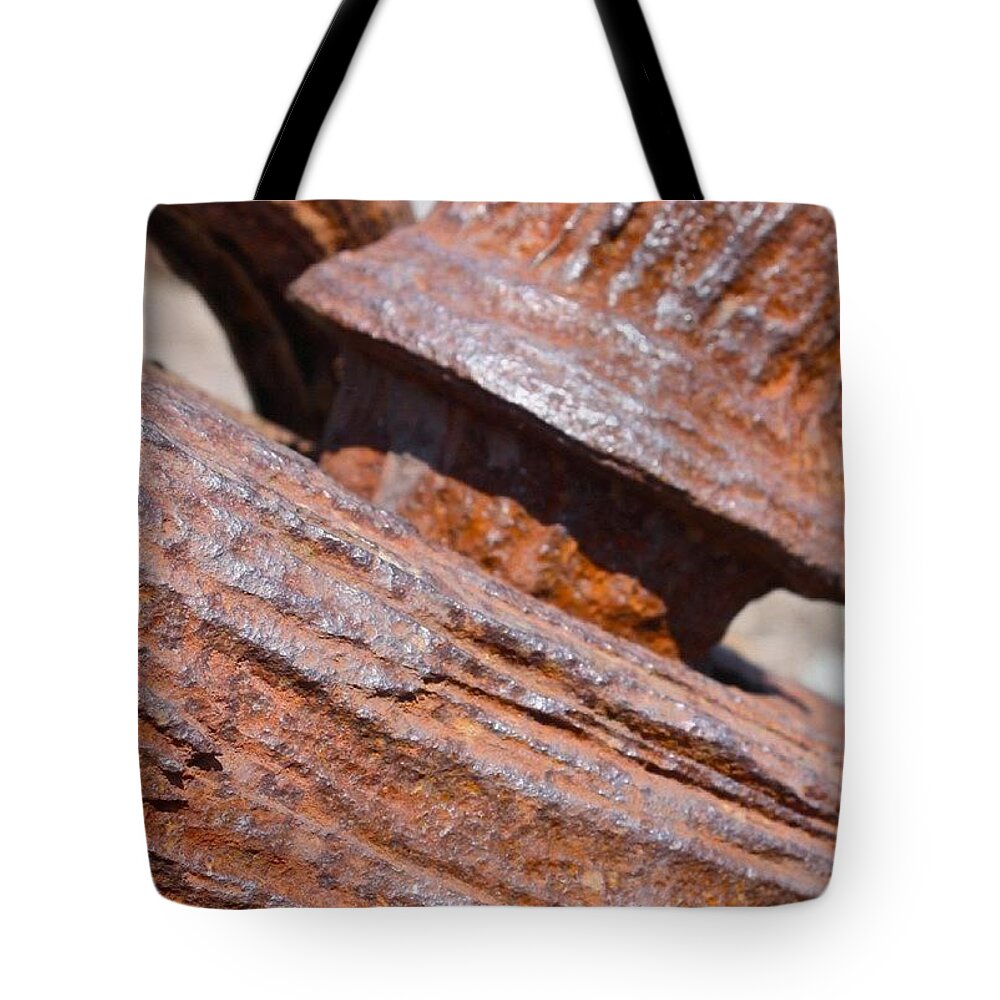 Rusty Tote Bag featuring the photograph Giant Rusty Anchor by Justin Connor