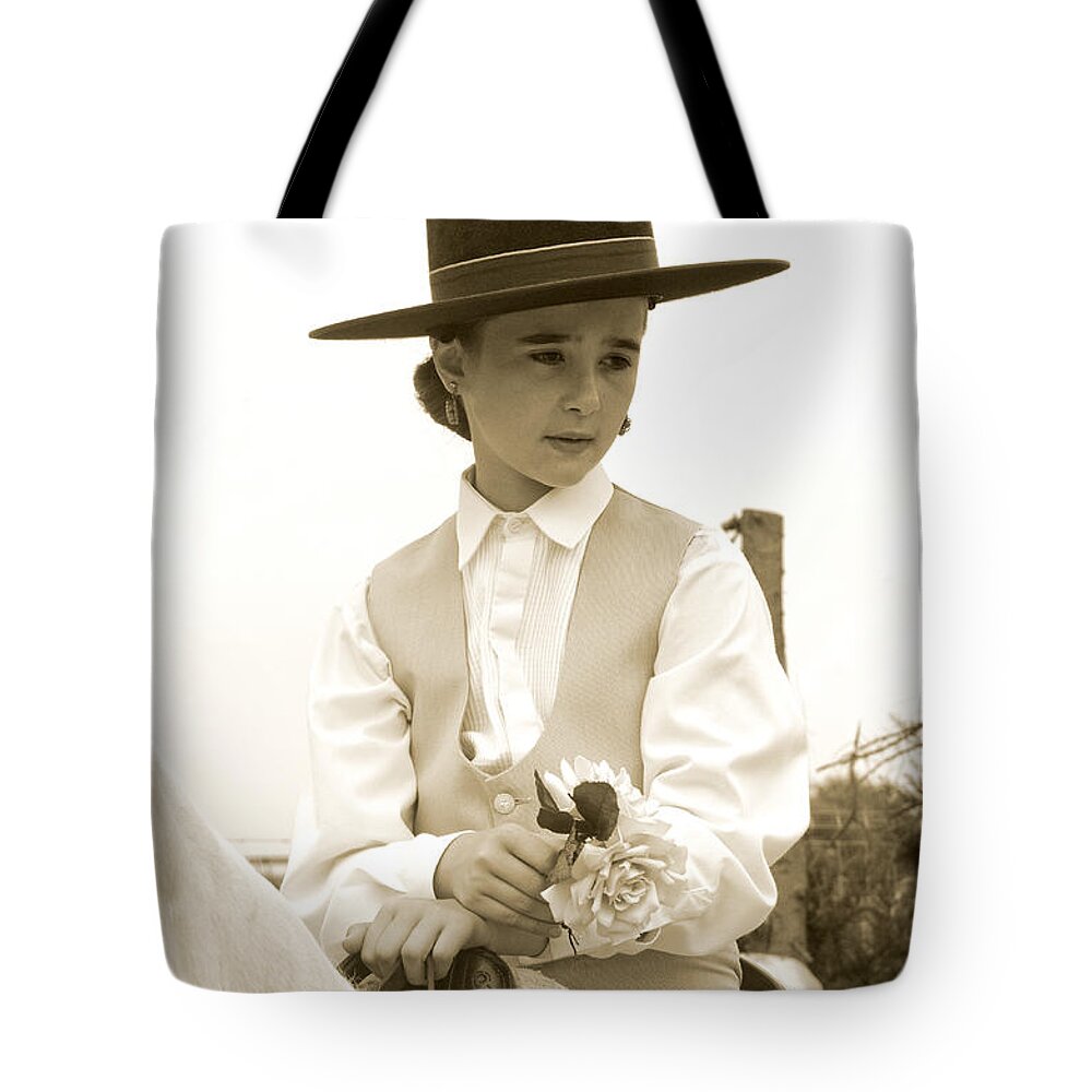 Spain Tote Bag featuring the photograph Girl on horse by Perry Van Munster