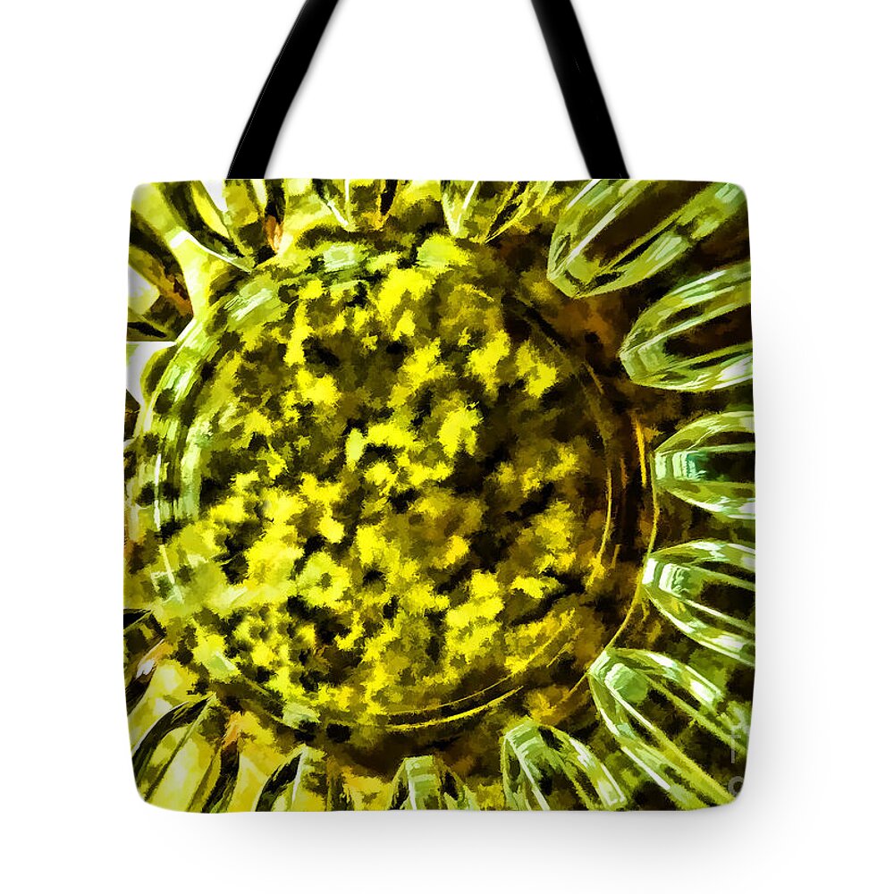 Daisy Tote Bag featuring the photograph Glass Series 1 - Digital Daisy by Nora Martinez