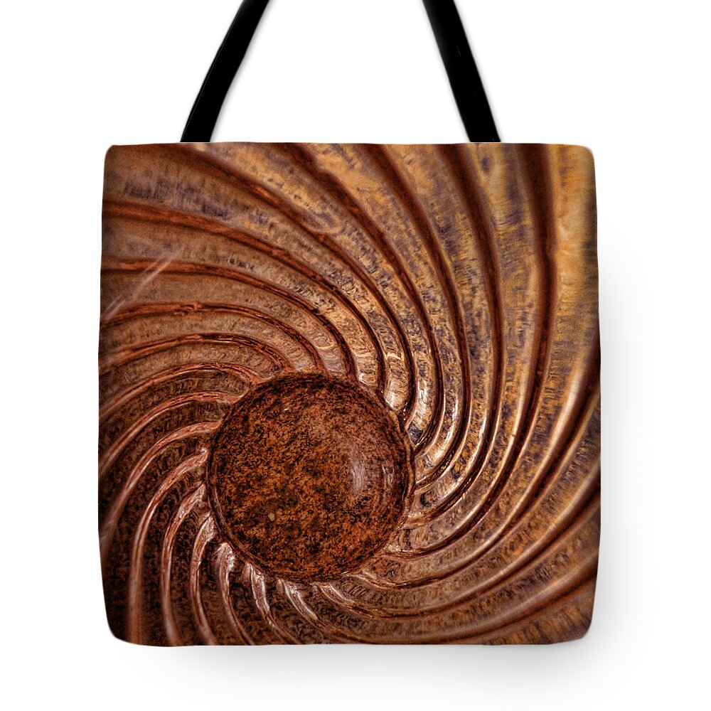 Spiral Tote Bag featuring the photograph Glass Series 2 - Into the Vortex by Nora Martinez