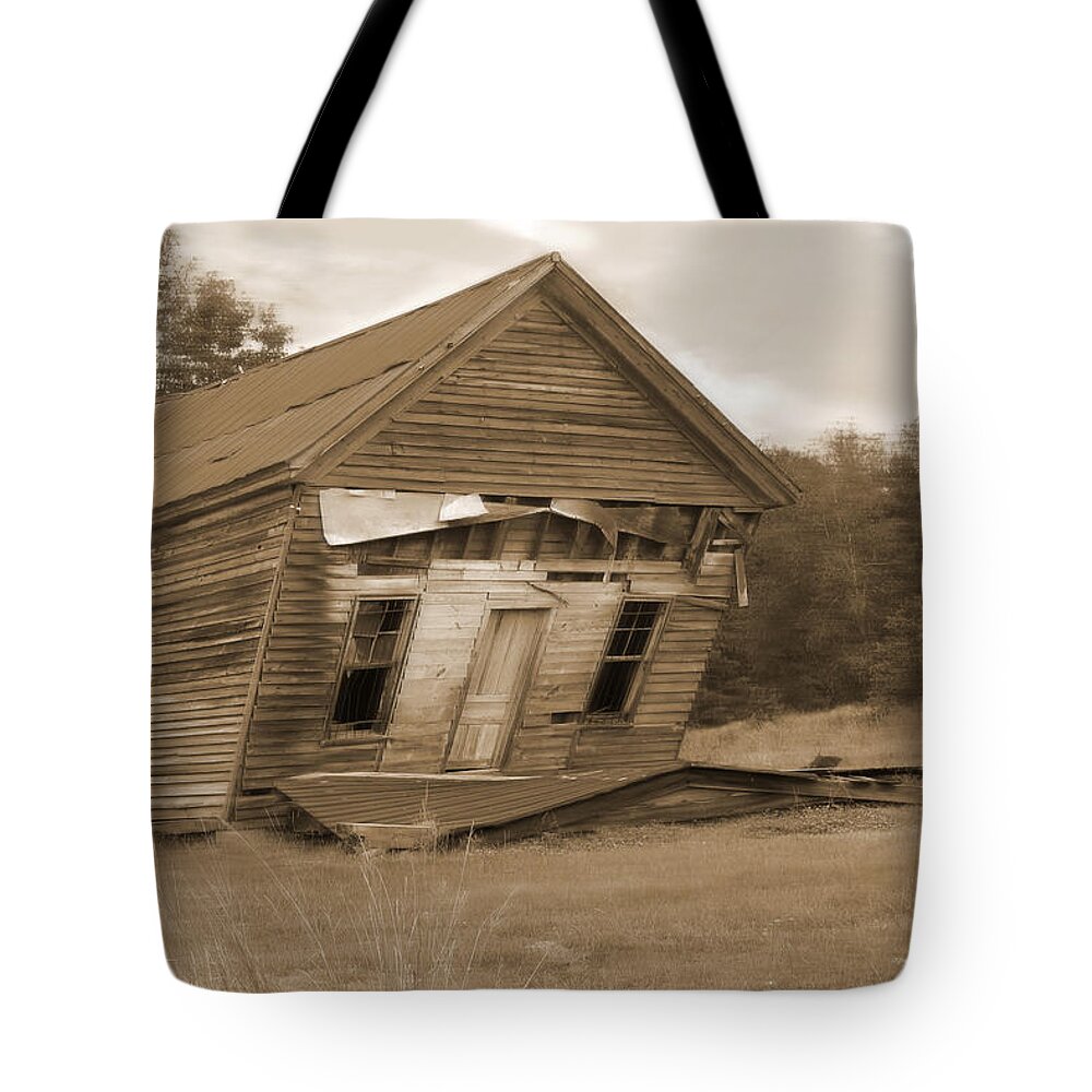 Old Building Tote Bag featuring the photograph Going Down by Mike McGlothlen
