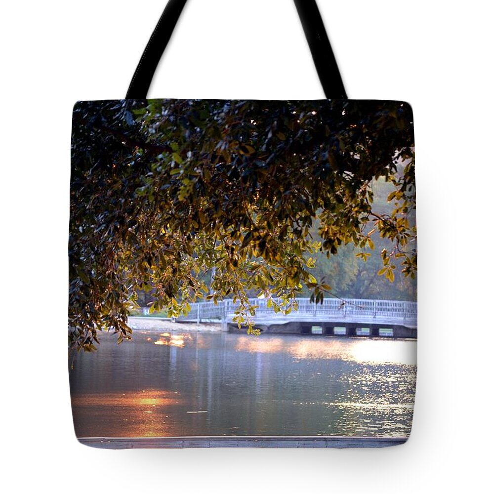 Golden Tote Bag featuring the photograph Golden Waters by Maria Urso