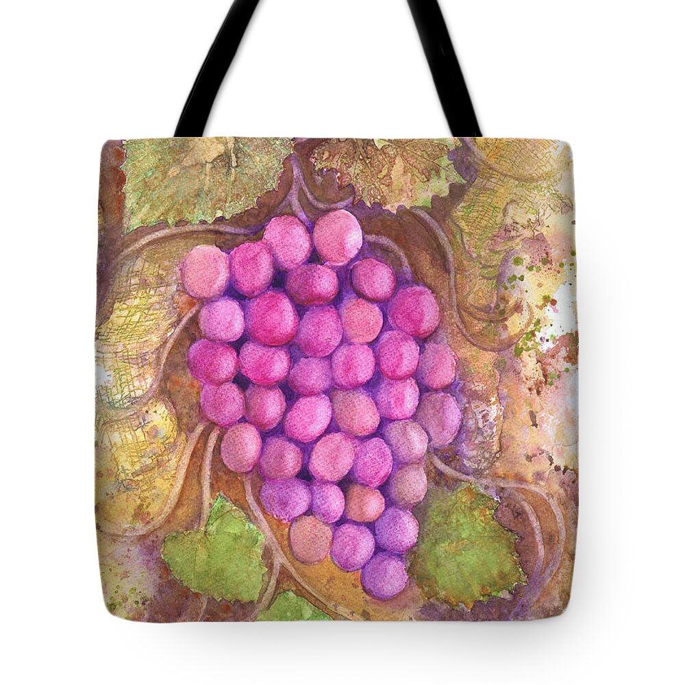 Grapes Tote Bag featuring the painting Grape Vine Fusion by Audrey Peaty