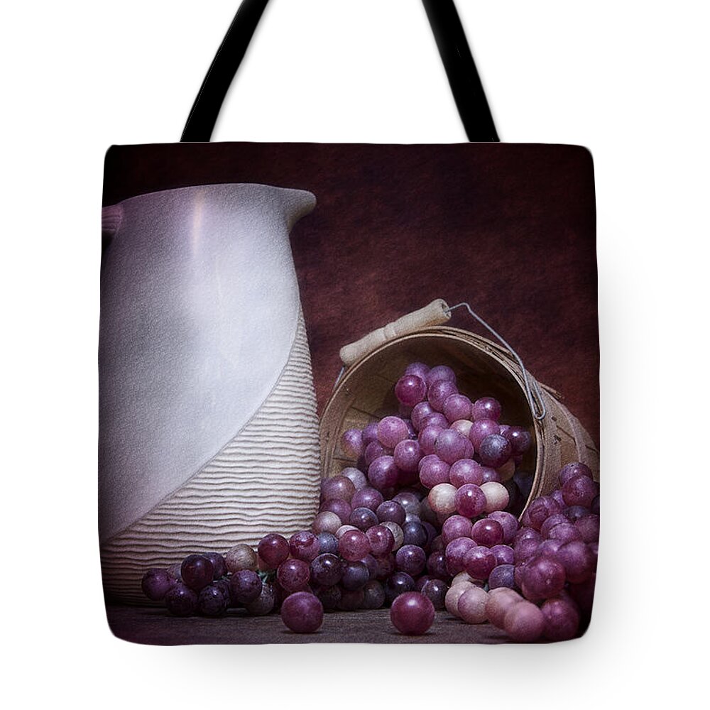 Art Tote Bag featuring the photograph Grapes with Pitcher Still Life by Tom Mc Nemar