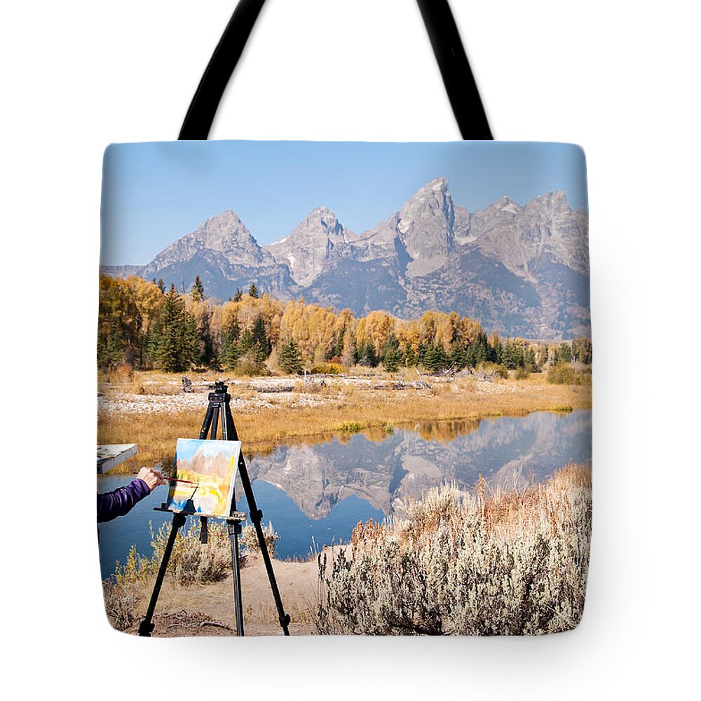 Wyoming Tote Bag featuring the photograph Great Workplace by Bob and Nancy Kendrick