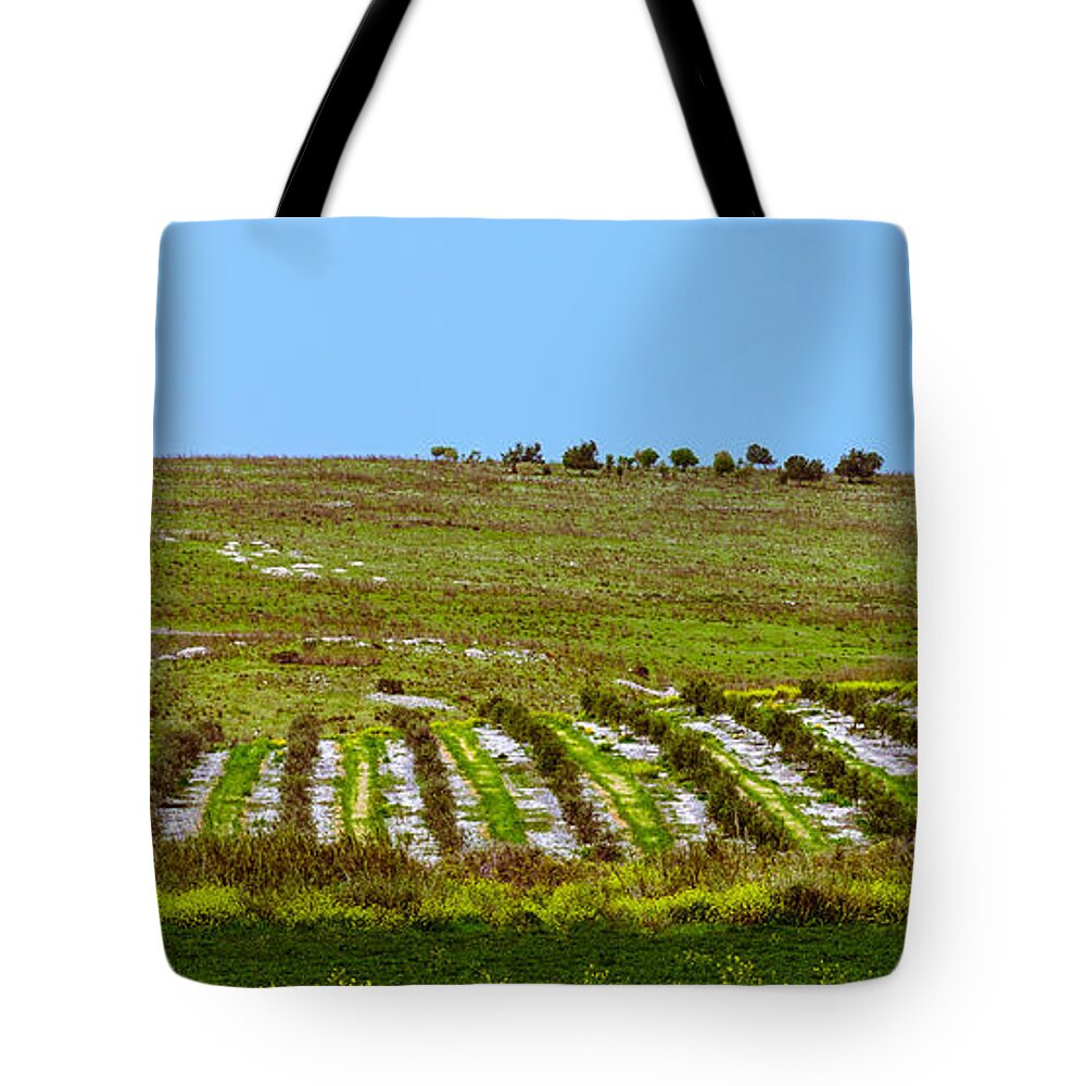 Agriculture Tote Bag featuring the photograph Green hills by Michael Goyberg