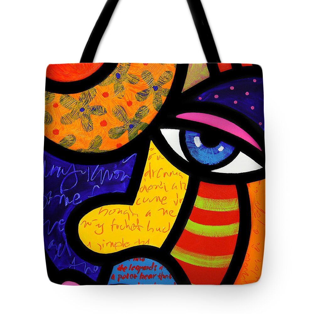 Eyes Tote Bag featuring the painting Gretchen Buys a Hat by Steven Scott