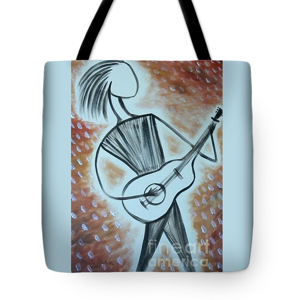 Guitar Tote Bag featuring the painting Guitar Man by Monika Shepherdson