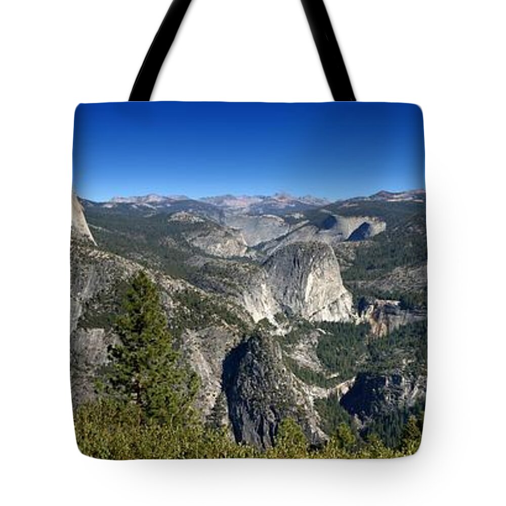 Yosemite Tote Bag featuring the photograph Half Dome Nevada Falls Vernal Falls by Henrik Lehnerer