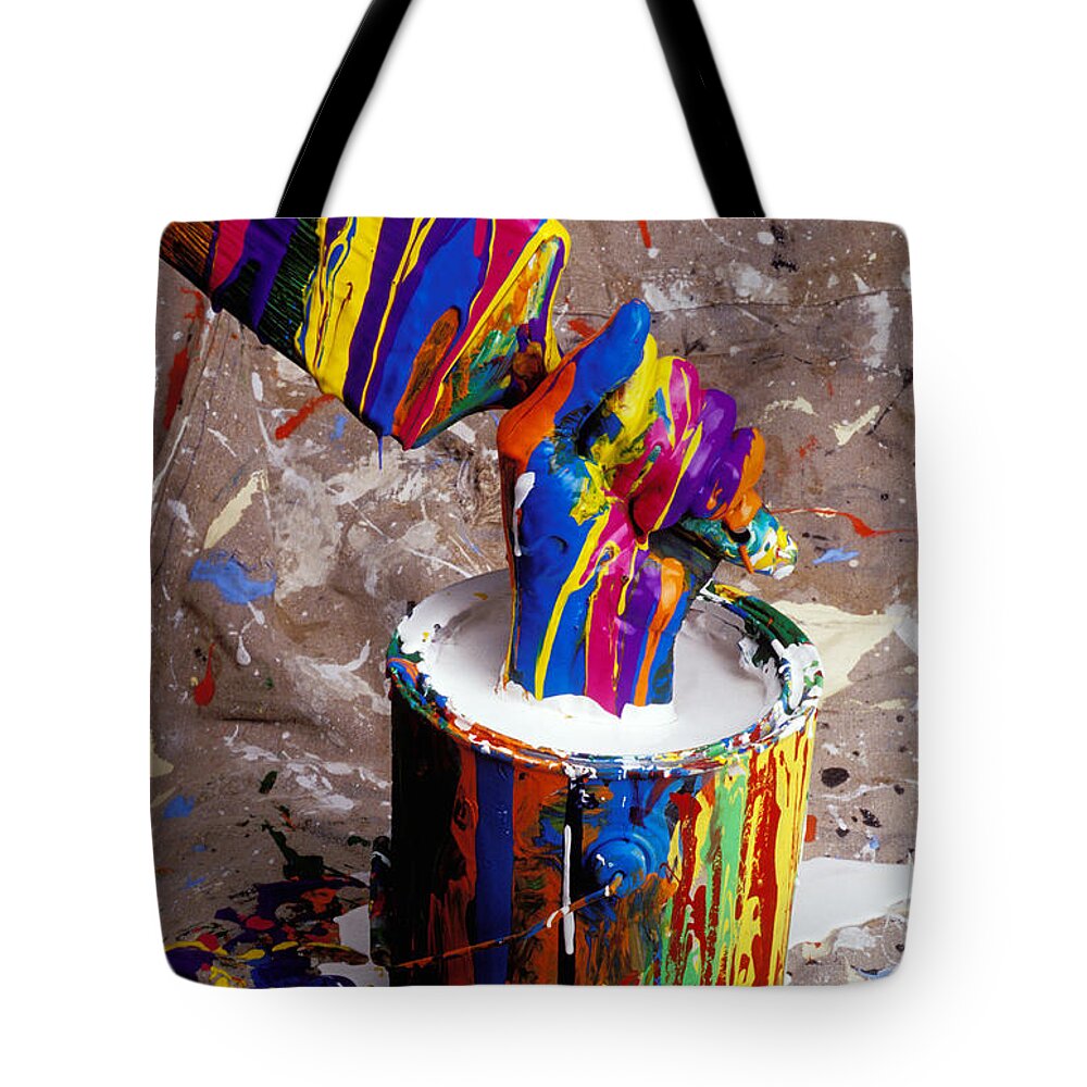 Hand coming out of paint bucket Tote Bag by Garry Gay - Fine Art America
